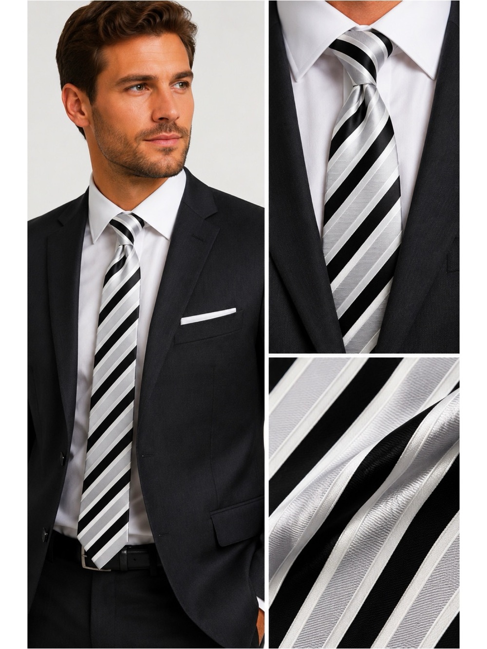 KENNETH ROBERTS Silk Striped Tie